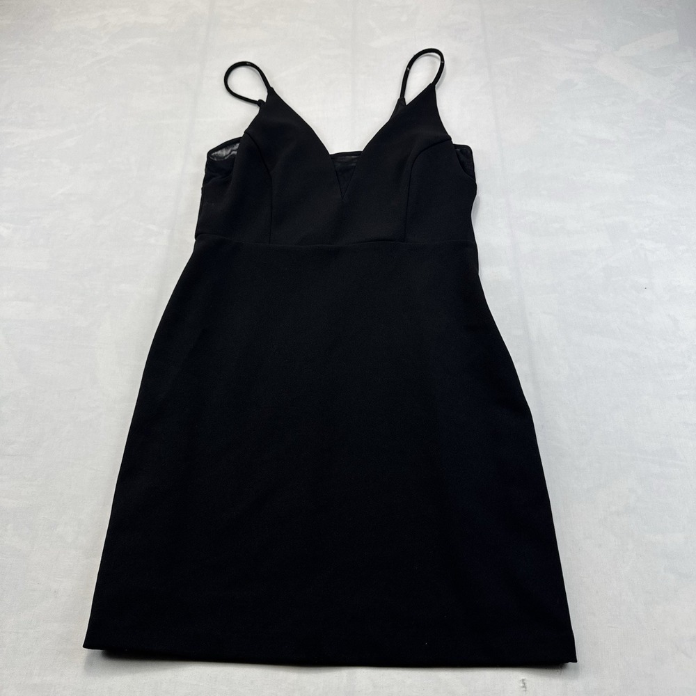 Express Women's XS Black Mini Dress Spaghetti Strap V Neck Fit Flare Party